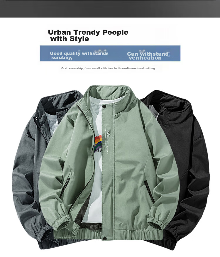 NASA GISS Official Trendy Jacket for Men, Fashionable Spring And Autumn Stand-Up Collar Loose Casual Versatile Coat for Men, Bean Green, XL 2