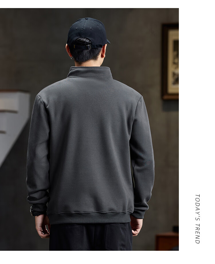 JEEP High-End Stand-Collar Sweatshirt for Men, Spring And Autumn 2026, Loose-Fitting Sports Polo Shirt with Collar, Long-Sleeve T-Shirt Top for Me 6
