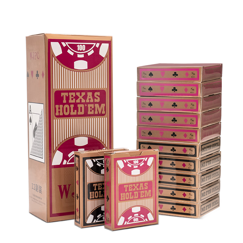 Wangjing Poker Texas Hold'em Poker Cards, PVC Frosted Waterproof Playing Cards, Large Print Plastic Cards for Elderly, 12 Decks Per Set