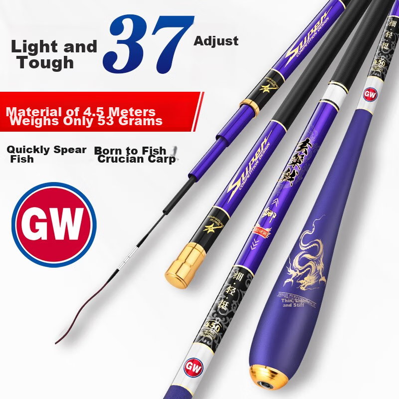GW Fishing Rod, Xuance Jiji Carp Rod, 3.6 Meters Hand Rod, Ultra-Light Ultra-Thin Carbon Fiber Handle, Fishing Pole, Fishing Tackle