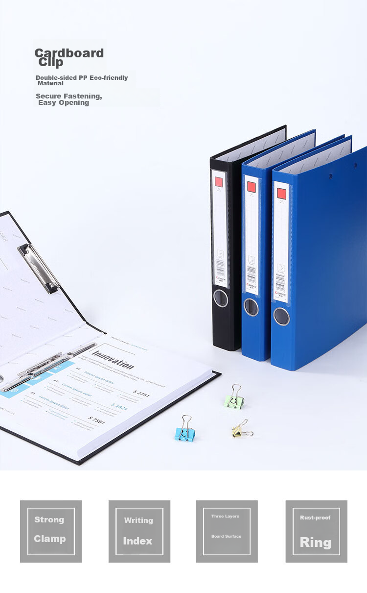 COMIX A4 Long Clip + Board Clip, Cardboard File Folder/document Folder/blue NO.333 1