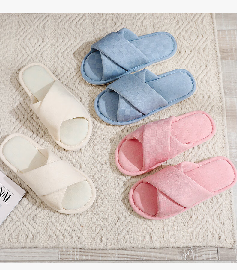 GUOLUOFEI Japanese-Style Wooden Floor Opening Cotton Slippers for Men And Women, Soft-Soled Indoor Silent All-Season Slippers, Blue, Size 38/39 13