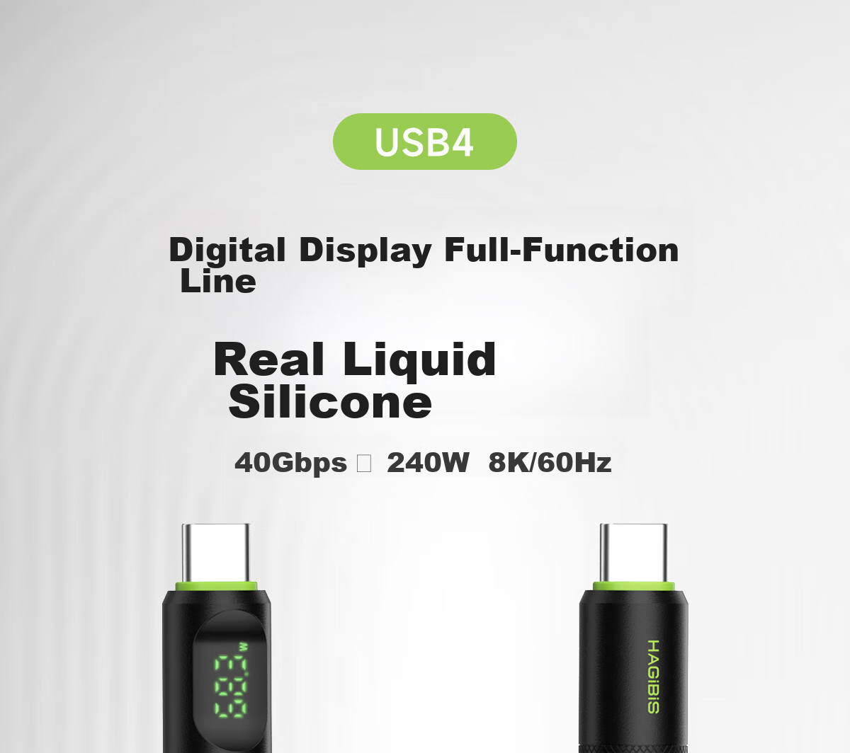 Hagibis Type-C Full-Function Digital Display Data Cable, Compatible with Thunderbolt 4 Dual-Head USB4, Suitable for IPhone 17 Charging Cable, PD Fast Charging, Hard Drive High-Speed Transmission, Silicone Video Cable 1