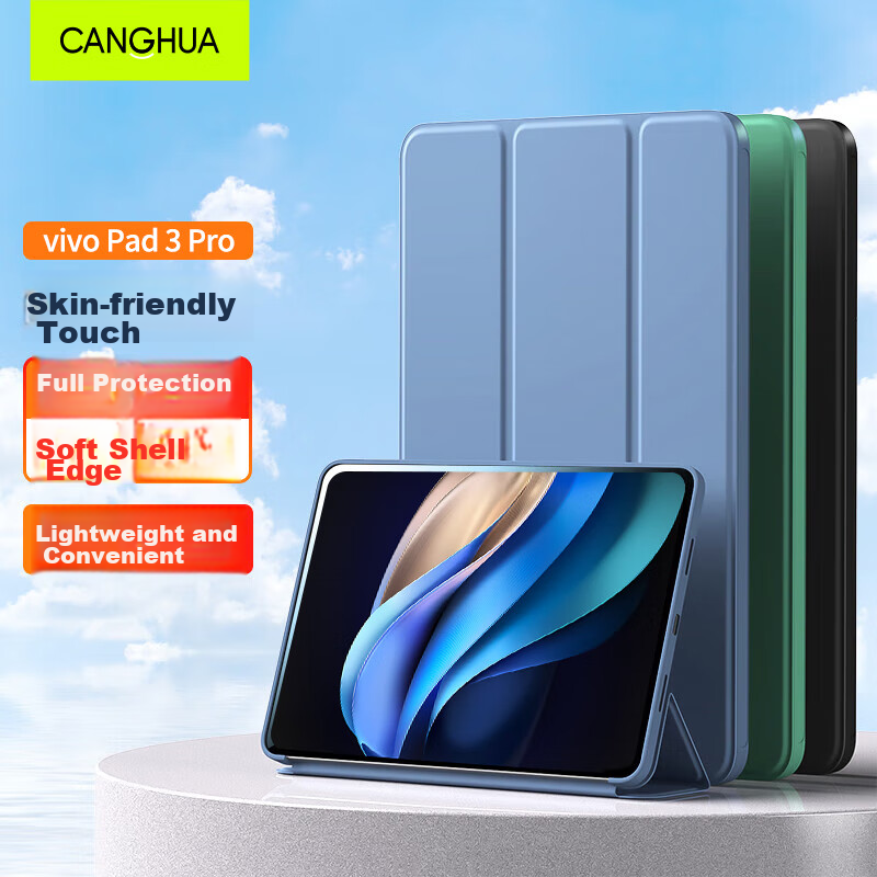 CangHua Protective Case for Vivo Pad 3 Pro, 13-Inch IQOO Pad 2 Pro Tablet Cover, Laptop Stand, Ultra-Thin Full Protection Anti-Drop Leather Case with Lavender Desig