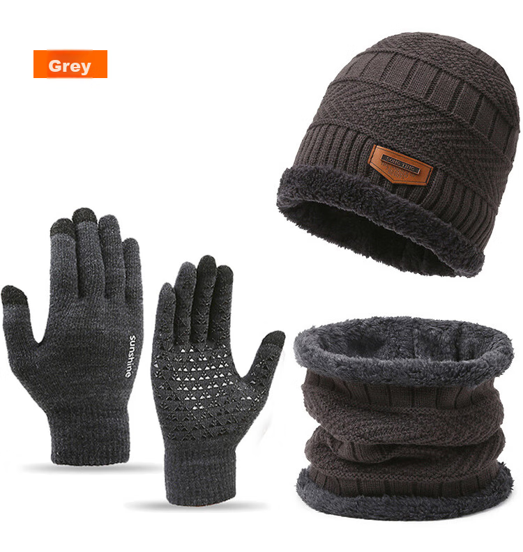 GLO-STORY Winter Knitted Hat for Men And Women with Fleece Lining, Warm Neck Gaiter, Thickened Wool Hat with Ear Protection, Cold-Proof Gray Cap 21