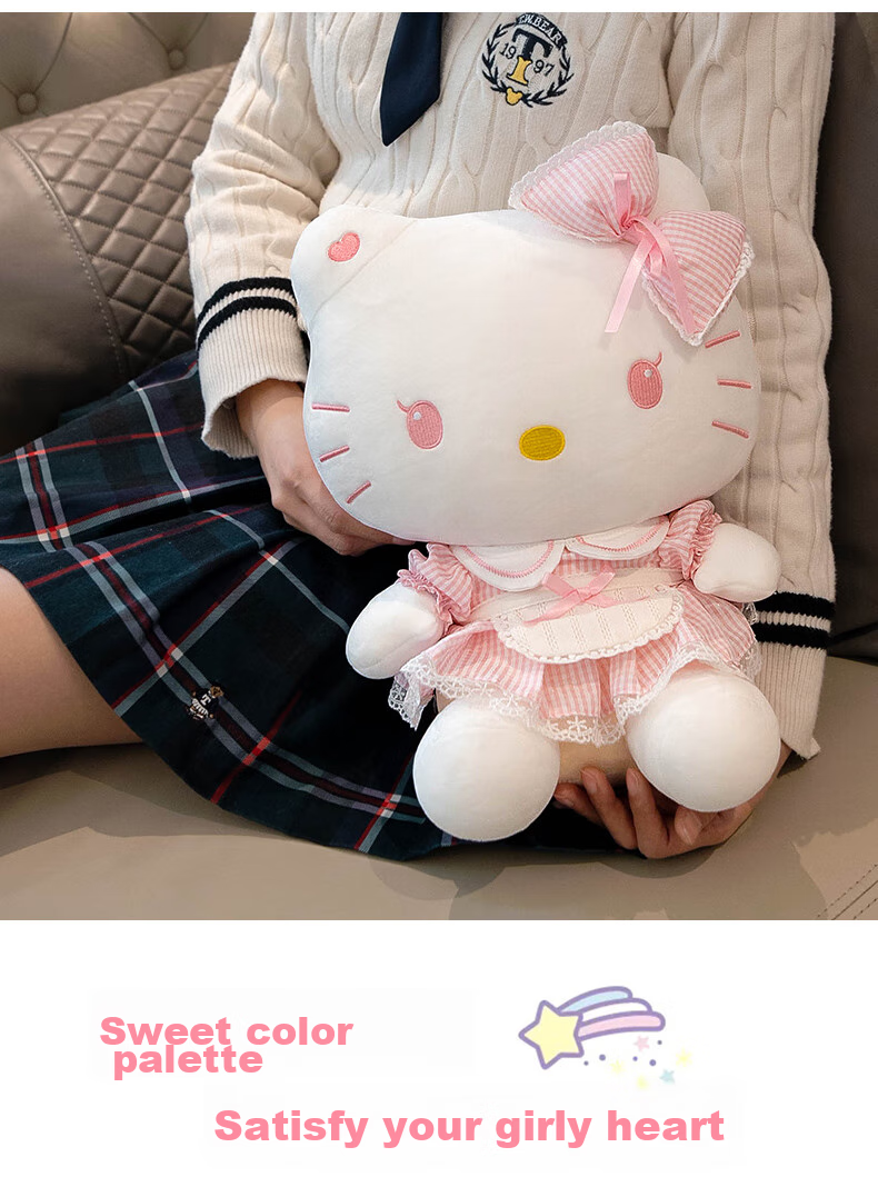 Hello Kitty Sanrio Plush Toy Doll Stuffed Animal Pillow Decoration Birthday Gift for Girls, Cat Cat Figurine 10