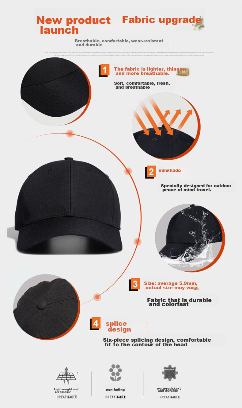Huili Baseball Cap for Men And Women, Versatile Hat for All Seasons, Sports Fishing Sun Protection Cap, Sun Visor Hat 9