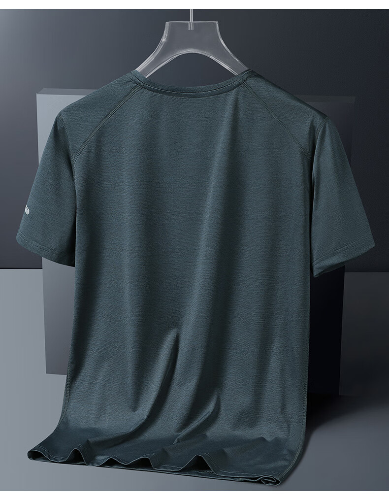 JEEP SPIRIT Men's Short Sleeve T-Shirt Summer Ice Silk Quick-Dry Crew Neck Casual Sports Outdoor Green 2XL 5
