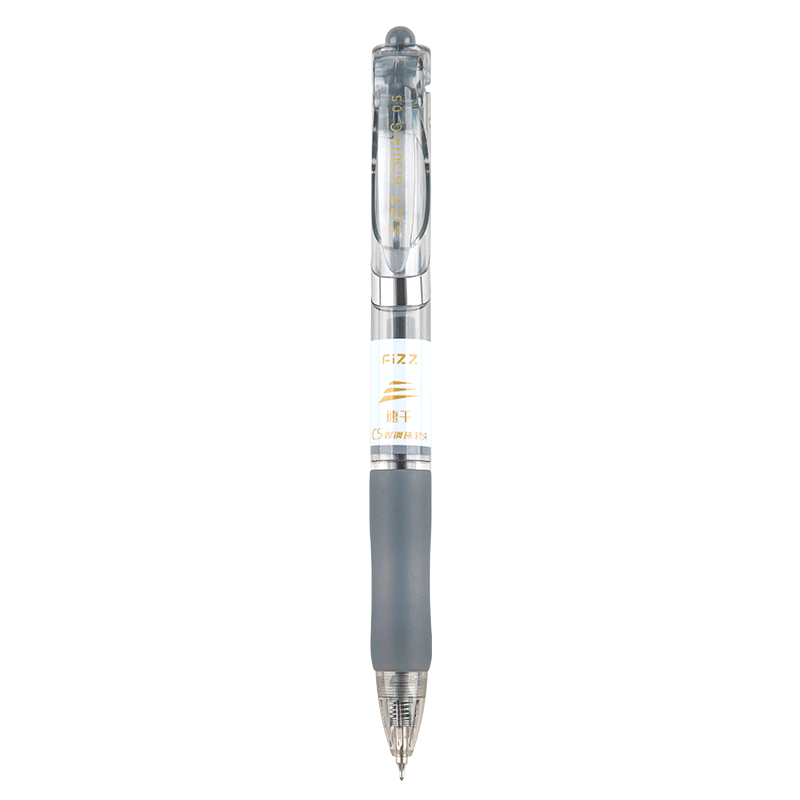 Fizz 4-Pack Retractable Gel Pen, Soft Grip, High Aesthetic Value, 0.5mm Black Ink, Quick-Drying, Double Ball CS Tip, Large Capacity, for Office Use, Exams, Student Use, Exam Practice Pen B73014 Black