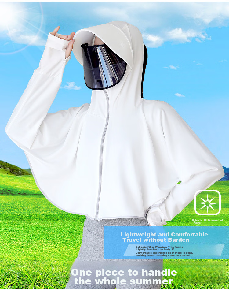 GLO-STORY Sun Protection Clothing for Women, Detachable Lens Sun Visor, Outdoor Driving UV Protection Coat, WST124073 5