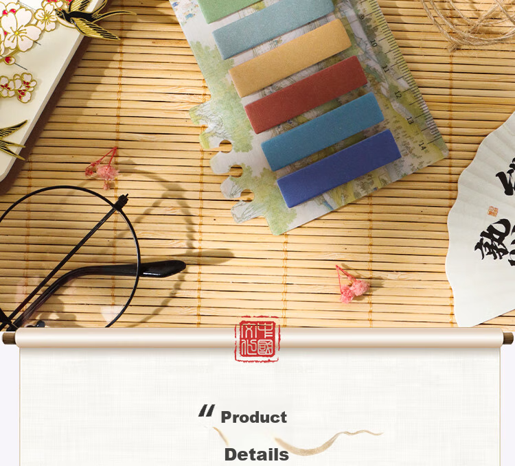 TaTanice Sticky Notes, Ancient Chinese Landscape Ink Painting Style, High-Quality Stickers, Chinese-Style Illustrations, Simple Message Pad, Adhesive Index Tabs, Moonlight White And Clear 2