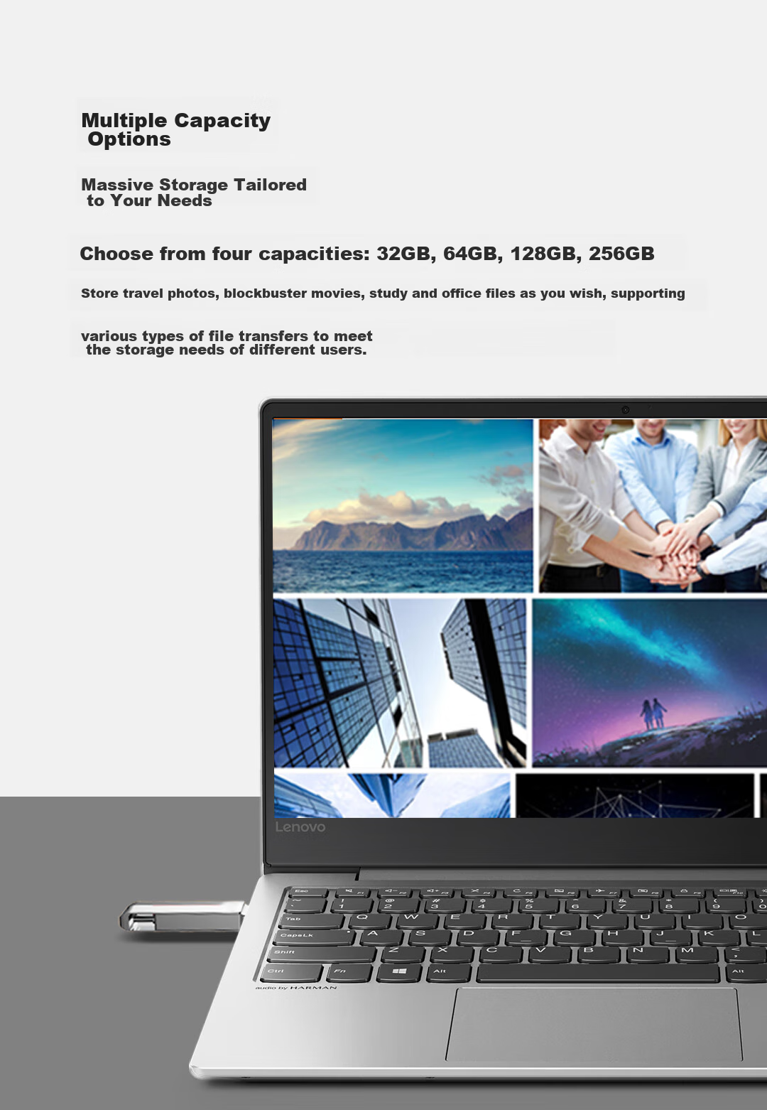 Lenovo Invests in Brand Yinengzhe 32GB Type-C USB3.2 Flash Drive F500, Silver, Read Speed 150MB/s, Dual Interface for Phones And Computers, Office Business USB Drive 6