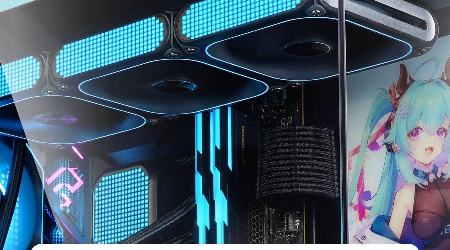 PADO Baize 360U Black Computer Desktop Chassis (MATX/Quick-Release Tempered Glass Panel/Back-Mounted Motherboard/Side-Zone/360mm Water Cooling/9 Fan Positions) 8