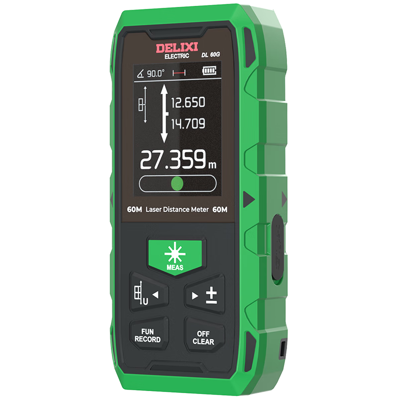 DELIXI ELECTRIC Laser Rangefinder High-Precision Infrared Laser Electronic Ruler for Home Use Two-Way Measurement Device Green Light Two-Way 120 Meters