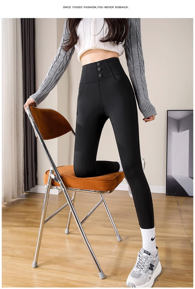 LangSha Leggings for Women, High-Waisted Tummy Control Butt-Lifting Shark Pants, Elastic Slim-Fit Ankle-Length with Three Velcro Straps for Autumn And Winter Outerwear 24