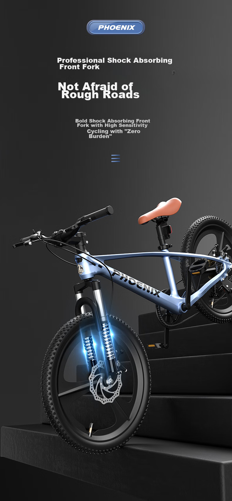 Phoenix Children's Bicycle for Ages 6-15, Elementary School Students, Older Children's Bike, Boys And Girls Land Rover Integrated Wheel, Warrior Gray, 18 Inches 5
