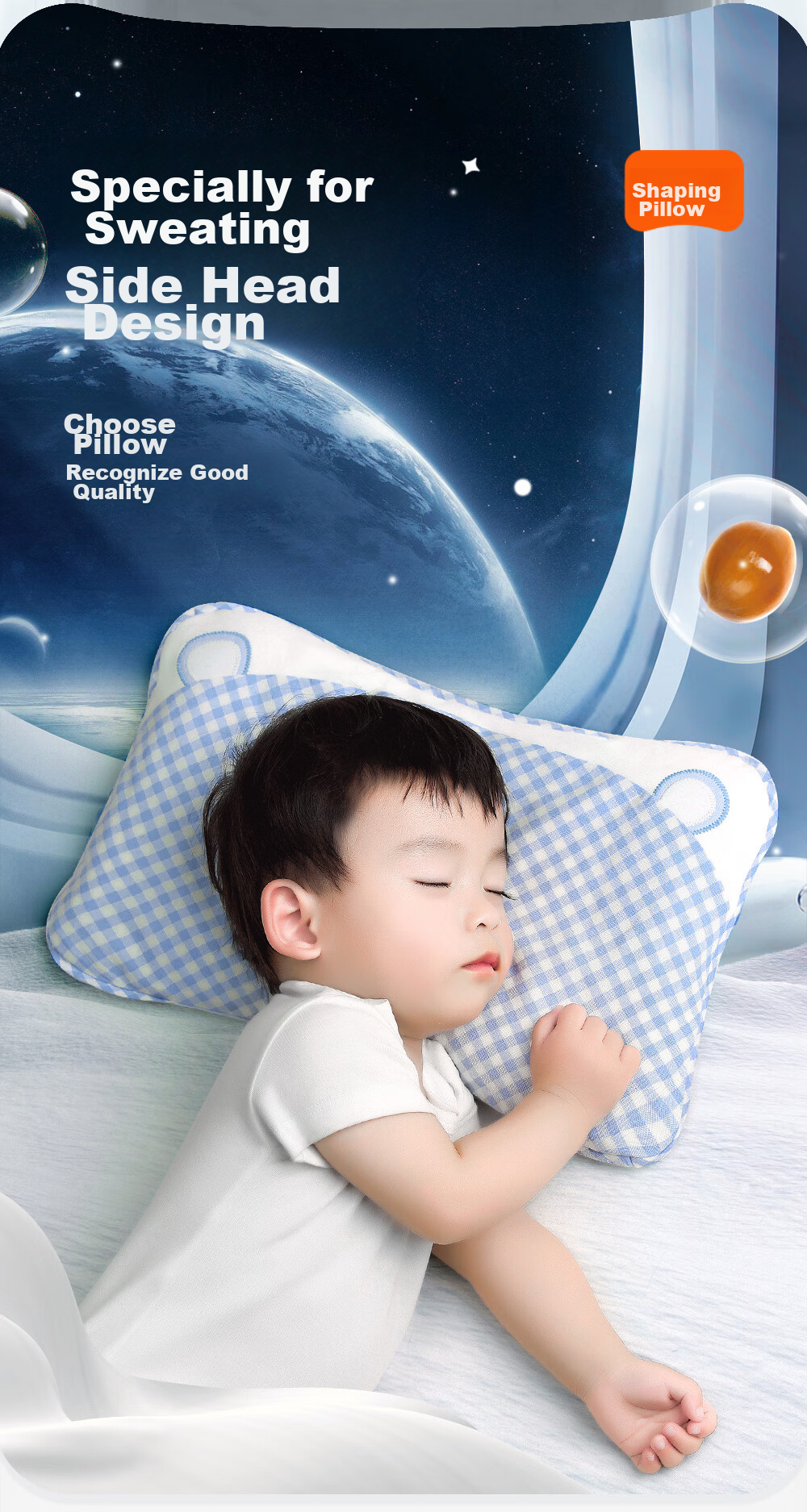 Liangliang Baby Pillow Shaping Pillow for 0-3 Years Old Newborns, Anti-Flat Head, Round Head, Antibacterial Children's Pillow, Green Plaid (Single Pillowcase) 3