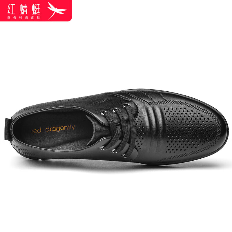 RED DRAGONFLY Men's Shoes, Hollow Breathable Cowhide Formal Shoes, Casual Shoes for Men, Business Leather Shoes, WTA306871L, Black, Size 43