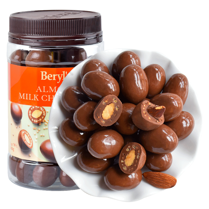 倍乐思（Beryl's）扁桃仁夹心牛奶巧克力豆 约58颗380g 进口休闲零食品 生日520礼物