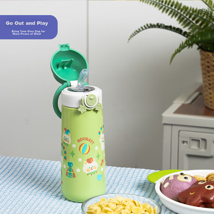 LOCK&LOCK Children's Insulated Cup, Elementary School Student Sports Water Bottle, Kindergarten Straw Cup, 316L Stainless Steel Cup, Blue, 500ML 11