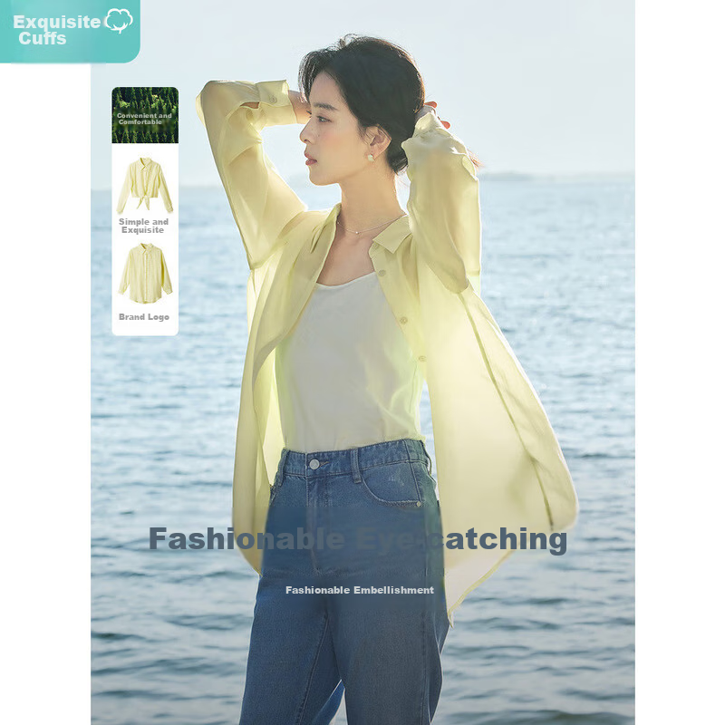 INMAN Lyocell Tencel Women's Lightweight Shirt, 2026 Summer New Blouse Top, Classic Style - Goose Yellow, L