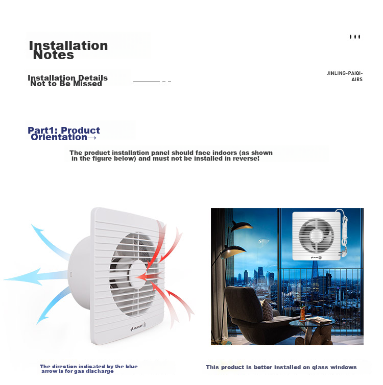 JINLING Window And Wall Exhaust Fan, Kitchen And Bathroom Ventilation Fan, Low Noise Exhaust Fan, Powerful Air Extractor, 6-Inch APC15-2 15