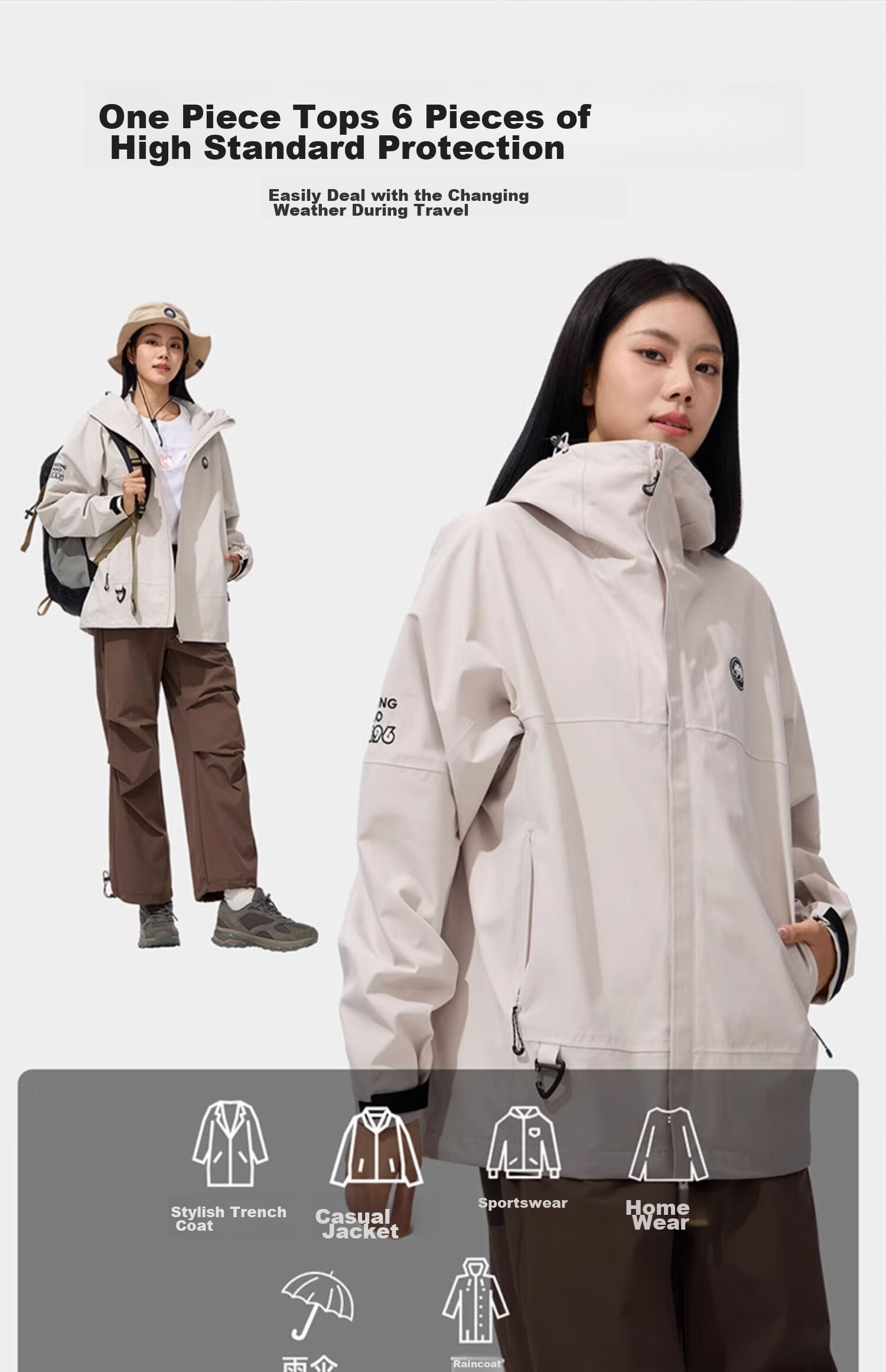 CAMEL Panda Windbreaker Jacket for Men And Women, Spring And Autumn Outerwear, Windproof And Waterproof Outdoor Clothing A34BA3L1166, Night Purple, XL 14