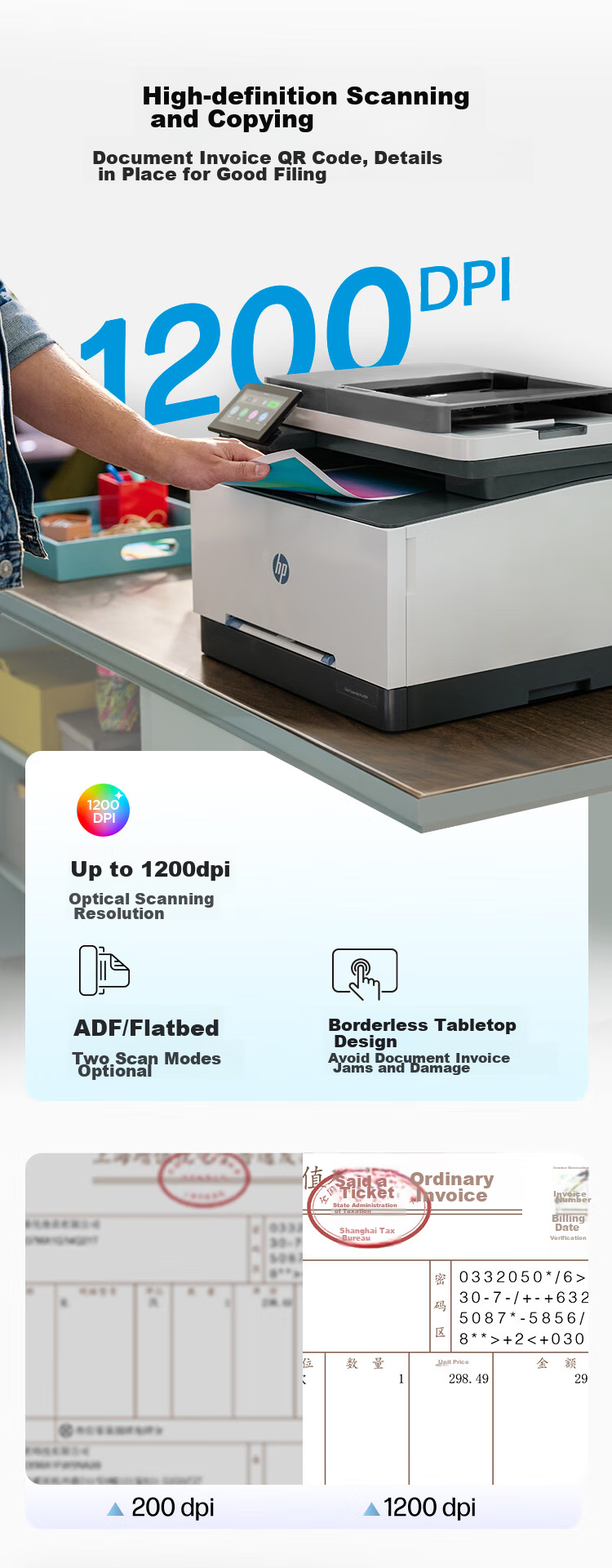 HP 3388fdn Color Multifunction Laser Printer, Home All-In Printer with Print, Copy, Scan And Fax Functions, Duplex Four-In Printer, Automatic Paper Feeding And Document Delivery 10
