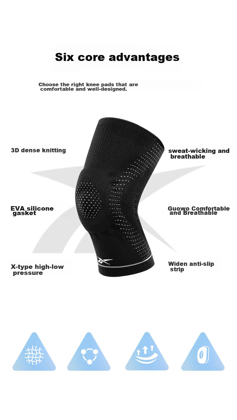 Reebok Knee Pads for Sports, Meniscus Protection, Running, Basketball, Unisex, Warmth, Patella Support, Badminton, Hiking, Soccer Knee Guards 2