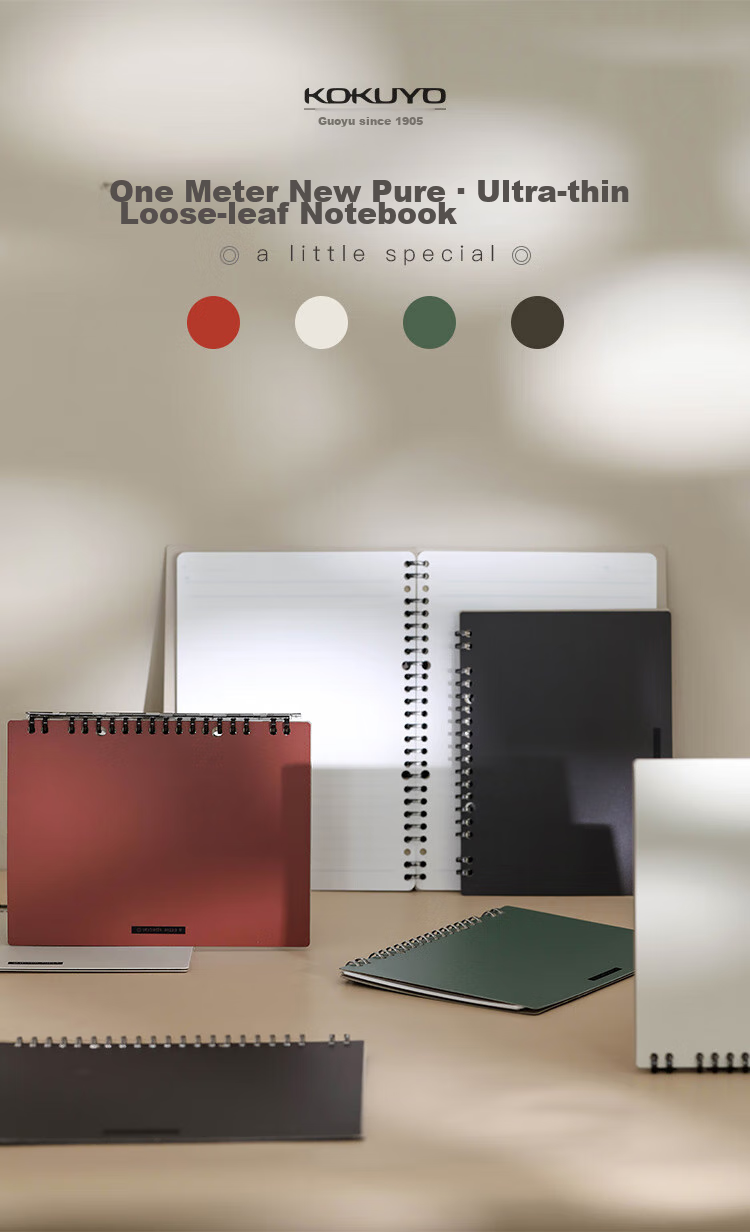 KOKUYO A5 Loose-Leaf Notebook with 18 Holes, Ultra-Thin Portable Office Notepad with Replaceable Pages, 20 Sheets, Green, WSG-RUSP52G 1