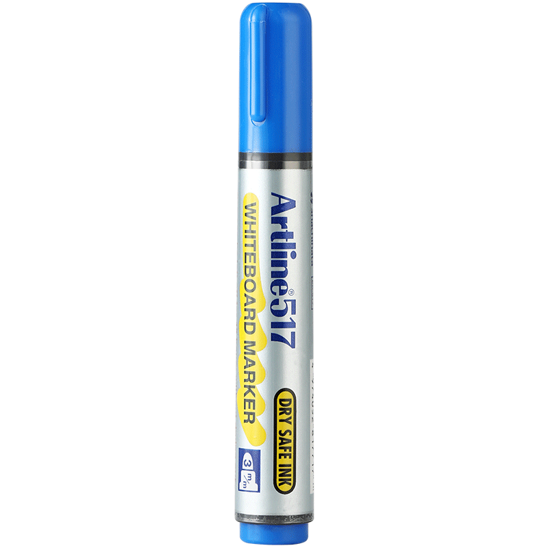 [Back to School Essential] Shachihata Artline Office Meeting Anti-Drying Erasable Whiteboard Marker Pen Meeting Note-Taking Pen, Round Tip 3.0mm Blue EK-517
