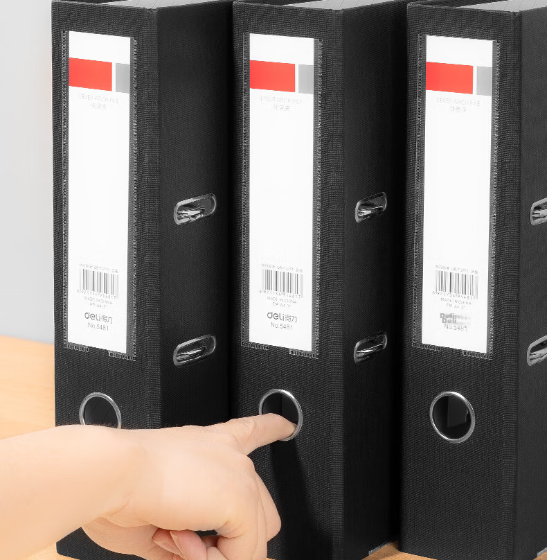 Deli A4/3-Inch Punched File Folder, Office Document Organizer, Single Pack, 5481 Black 10