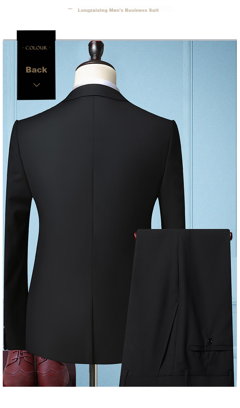 ROMON Men's Suit Set, All-Season Slim Fit Professional Formal Wear, Business Attire, Groom's Wedding Outfit, Menswear 11