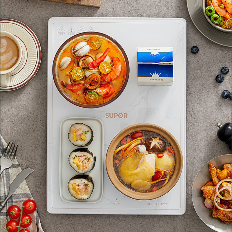 SUPOR Food Warming Plate, Dish Warmer, Heating Tray, Heating Table Mat, Drying, Fermentation, Defrosting, Dual Temperature Settings, Multi-Functional Heating Plate BF4028A803