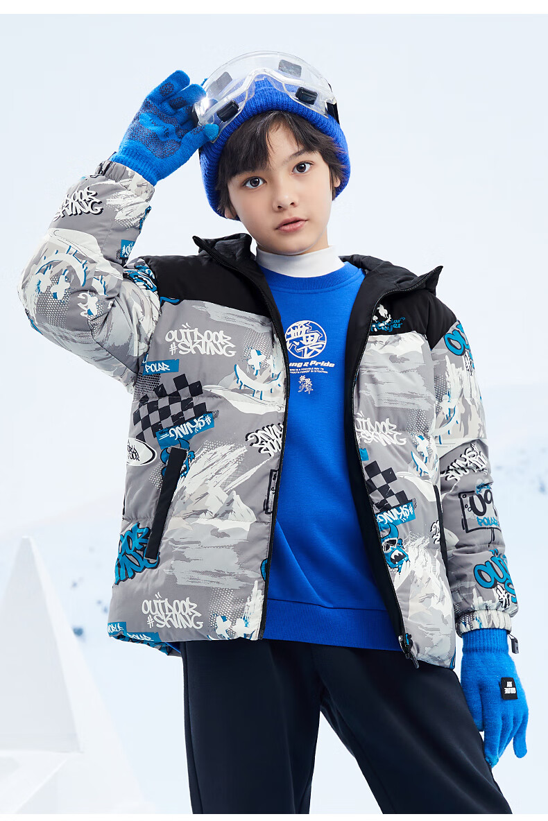 361° Kids Down Jacket 2025 Winter Boys Hooded Thickened Windproof Warm Coat Black 140 20