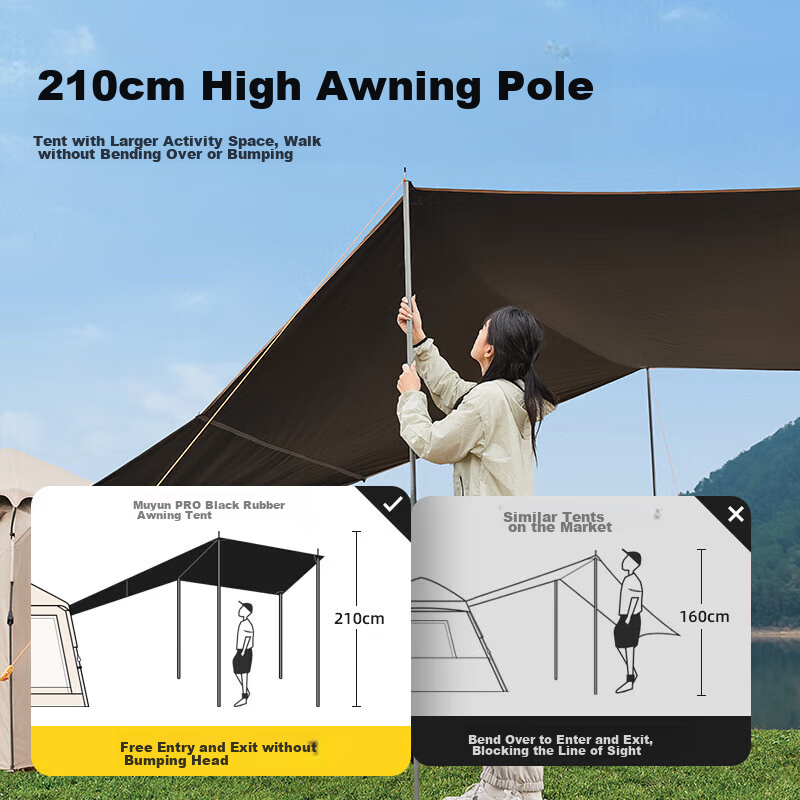 CAMEL Outdoor Black Tarpaulin Tent, Camping Overnight Portable Sun Protection Rainproof Park Picnic Camping Equipment B631