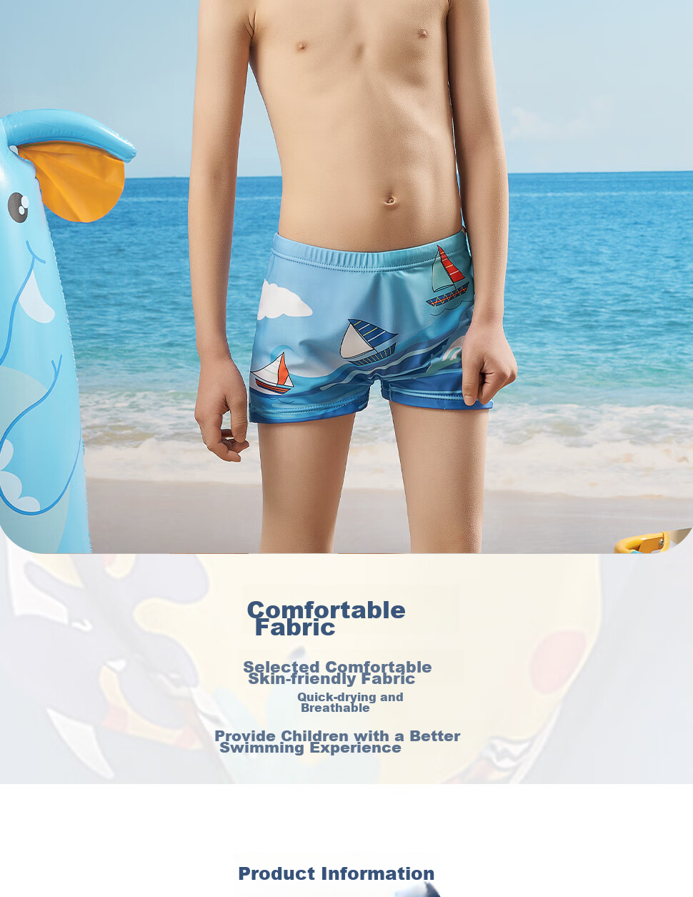 Li-Ning Children's Swim Trunks, Boys' Cartoon Fashion Quick-Dry Chlorine-Resistant Swimming Training Shorts 531, Blue, Size 150 7