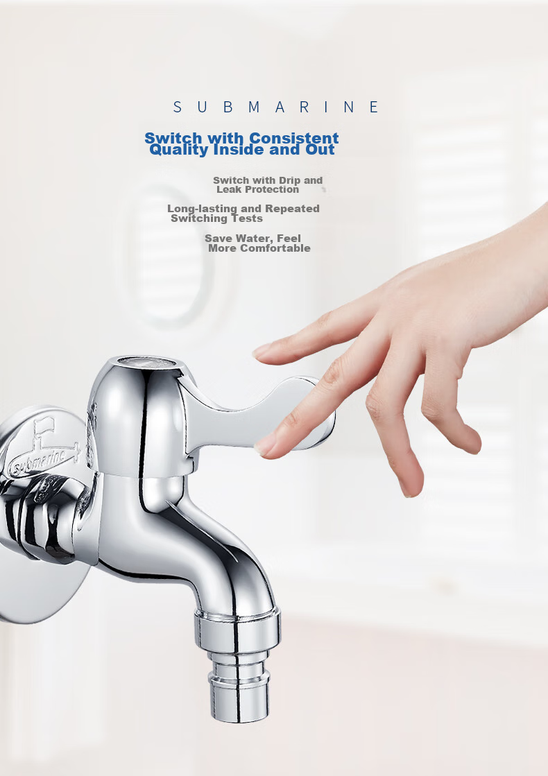 Submarine L1101 Copper Chrome-Plated Mop Sink Faucet, Four-Point Aerator, Ceramic Valve Core, Mop Sink Spout 9