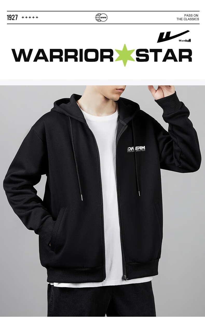 Huili 320g Heavyweight Hoodie Sweatshirt for Men, Spring Loose-Fitting Jacket, Casual Sports Outerwear, Black, 3XL 2