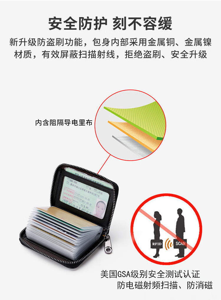 JEVI Card Holder for Men And Women, Exquisite Multi-Slot Large Capacity Ultra-Thin ID Slot Bank Card Case Anti-Magnetic Gift for Father's Day 2
