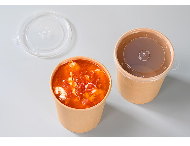 Babike Disposable Kraft Paper Soup Cups, Biodegradable, for Taro Balls, Takeout Bowls, Dessert Containers, 250ml, 20 Pieces 3
