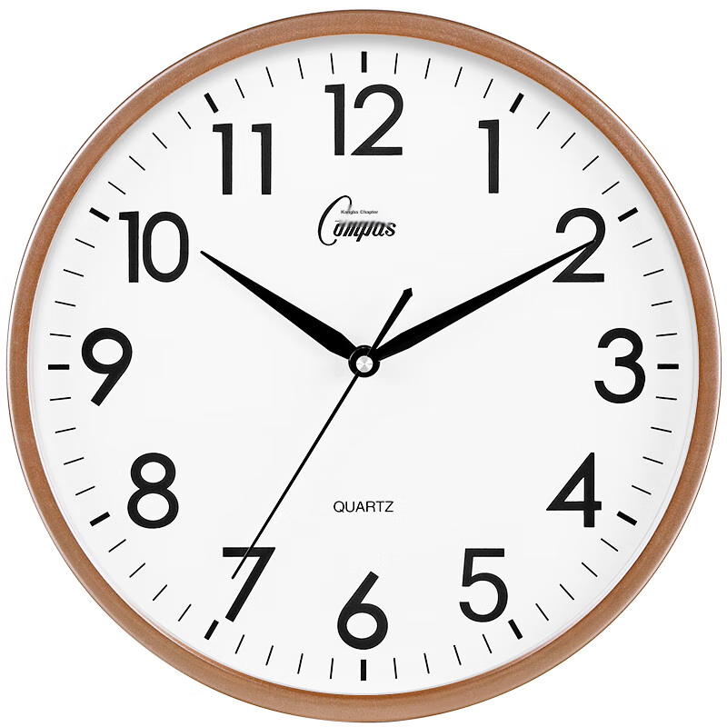 Compas Wall Clock, Living Room Quiet Simple Quartz Clock, Wall-Mounted Timepiece C2855 Gold 26cm Diameter