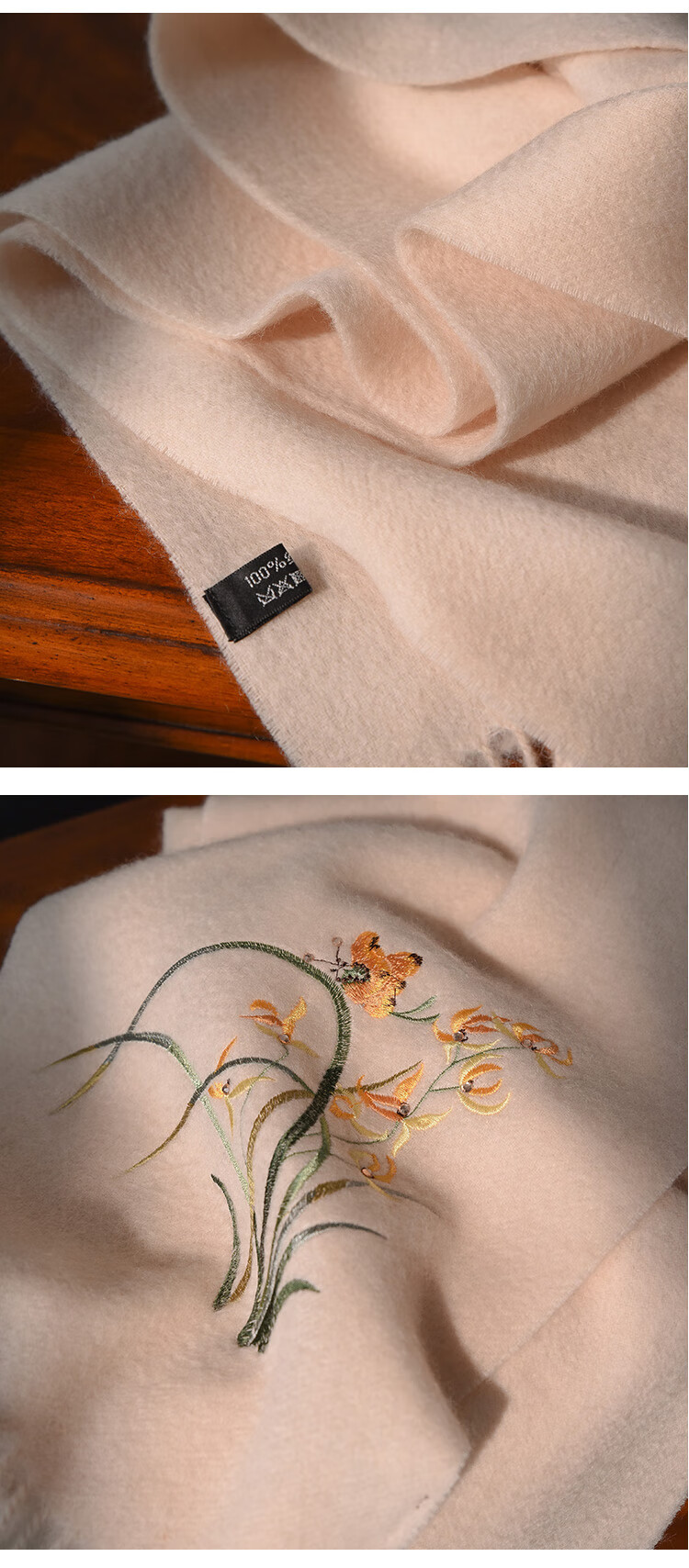 Hangsilu Pure Wool Scarf for Women, Embroidered Shawl, Elderly Neck Warmer, Mid-Autumn Festival Gift for Mom And Elders, High-End Birthday Present 17