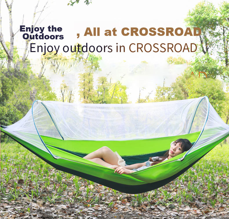 Yonglebao New Single Mosquito Net Hammock, Outdoor Anti-Mosquito And Anti-Rollover Sunshade Sleeping Bag Hammock, Dream Blue/fruit Gree 10