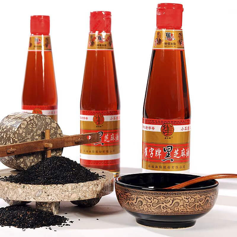 崔字牌小磨黑芝麻香油448mL水代法香油 火锅油碟 蘸料 中华老字号