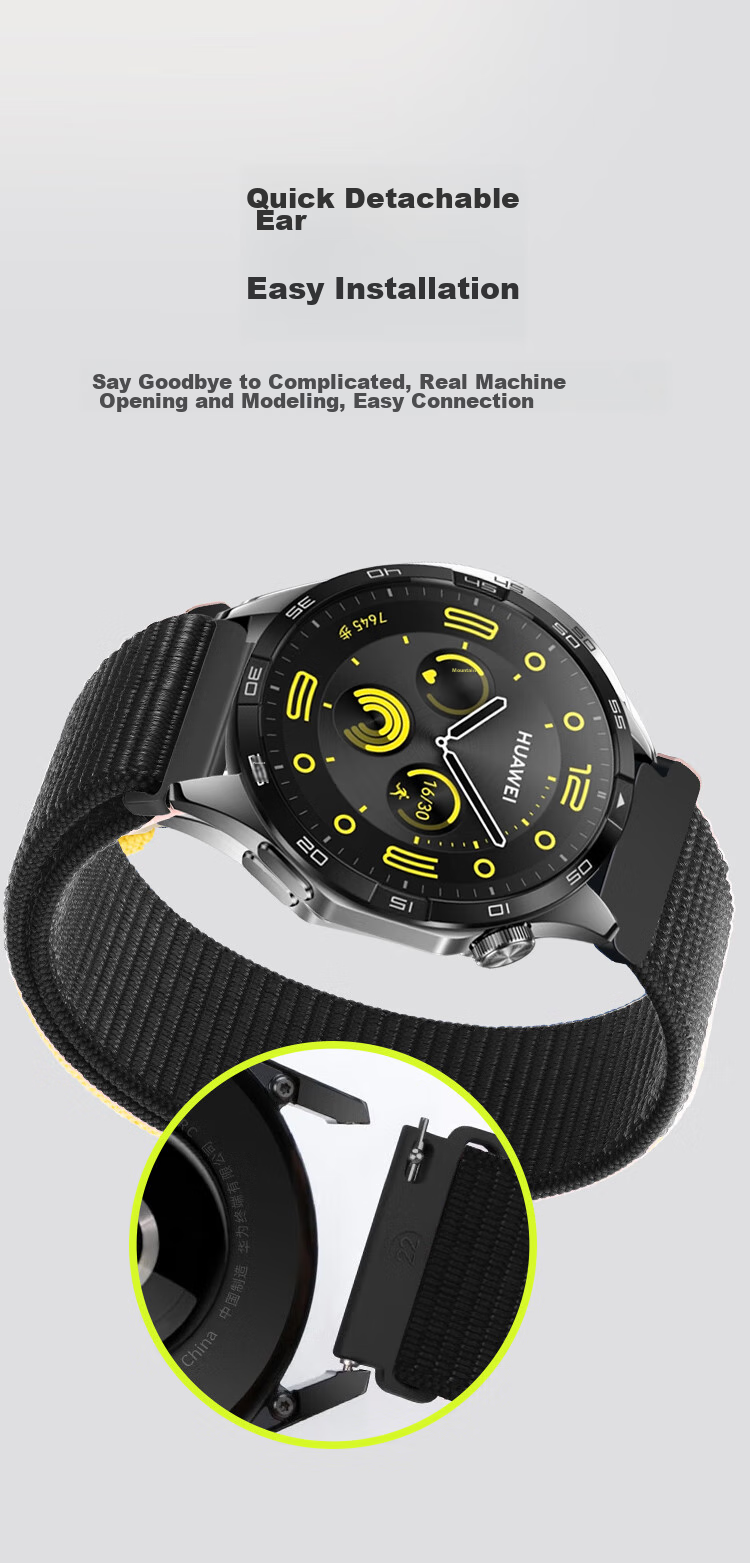 Freeson Compatible with Huawei WATCH4/3/GT4/3/2/Pro/Honor Magic2/GS3 (46mm) Smartwatch, Loop Nylon Strap Breathable Wristband 22mm Black 6
