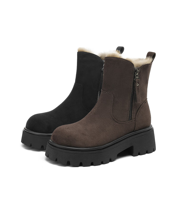 Daphne Women's Snow Boots Fleece Lined Thickened Northeast Cotton Shoes Thick Sole Ankle Boots Brown 37 4023608073 10