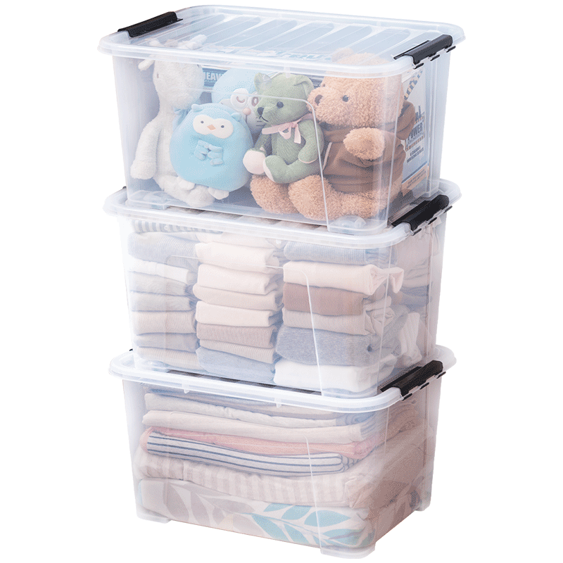 JEKO&JEKO Transparent Clothing Storage Box, Extra Large Toy Organizer Box, Moving Box, Packing Box, Quilt Storage Box, 85L, Set of 3