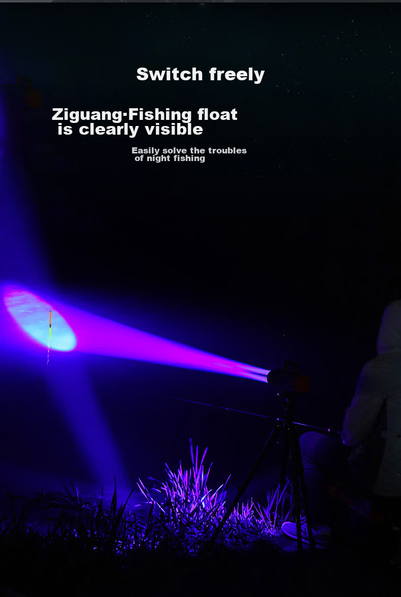 XiaoYeren High Power Five-Light Source Zoom Night Fishing Laser Cannon Black Pit Wild Fishing Blue and Purple Outdoor Fishing Lamp 10
