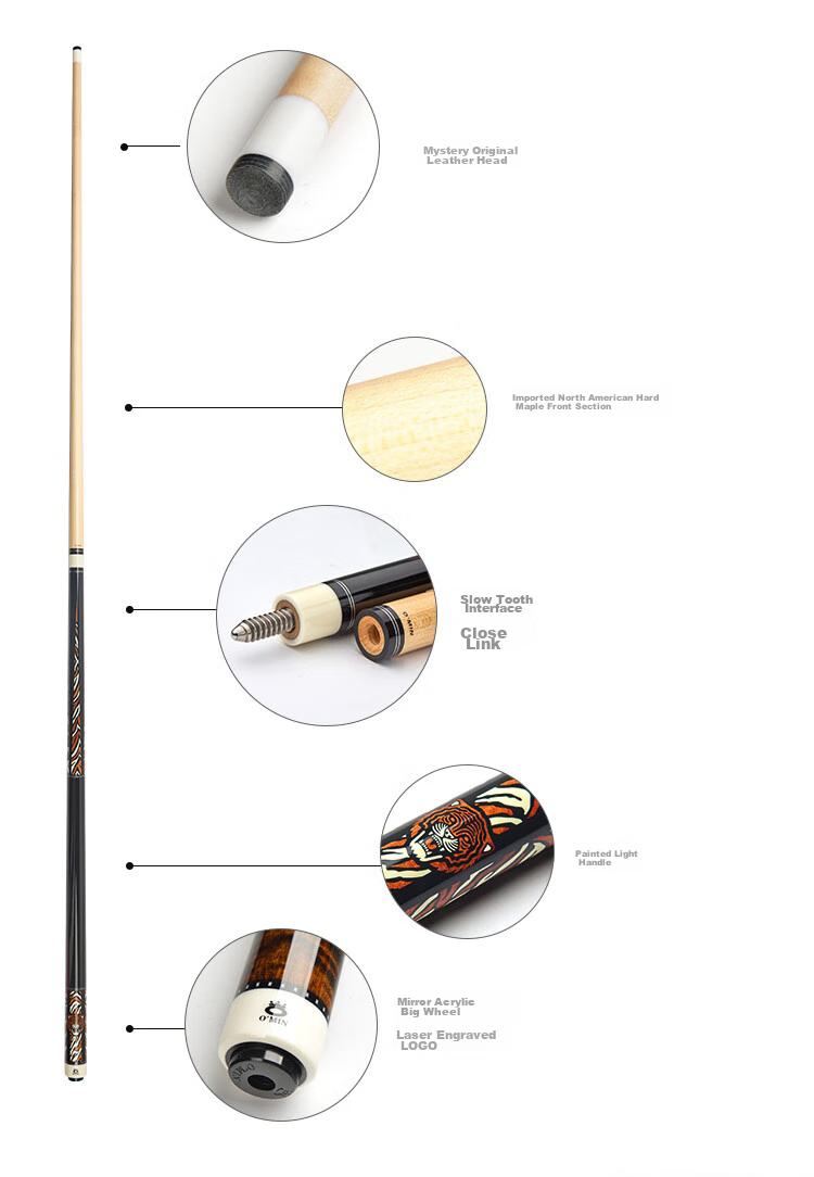 Aomi Fuhutai Pool Cue, Chinese Black 8 American Nine-Ball Cue, Big Head Ball Cue, Eight-Ball Black Eight Cue, 16 Points Table Tennis Cue, 12.75 6